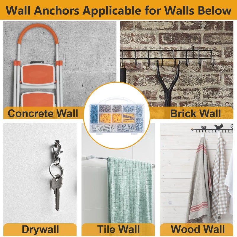 KURUI 510Pcs Wall Hanging Kit with Anchors and Screws, Picture Hanging Kit for Wall Decor Art, Frame, Canvas, Dry Wall Anchors Assortment Kit for Sheetrock Concrete Brick, 6 Sizes Picture Hangers - Image 4